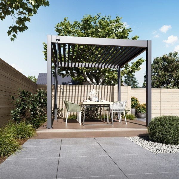 Ventaris Pergola Deluxe Plus 3x3m Anthrazit mit LED - Beleuchtung - ambiento.ch
