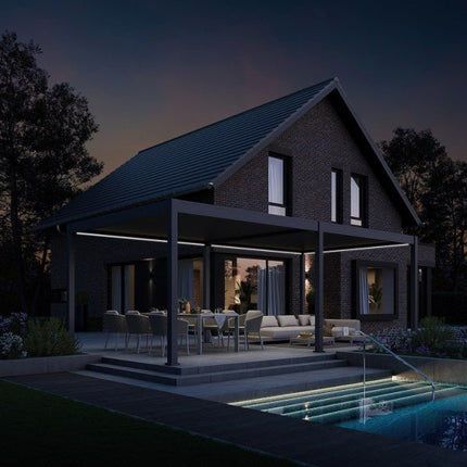Weide elektrische Pergola 4x6m Anthrazit mit LED - ambiento.ch