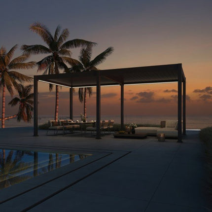 Weide elektrische Pergola 4x6m Anthrazit mit LED - ambiento.ch