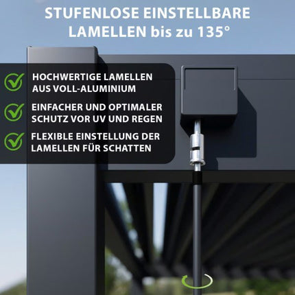 Weide Wandpergola Deluxe Plus 4x6m Anthrazit - ambiento.ch